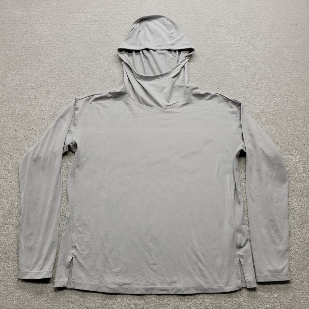 Athleta Uptempo Hoodie Sweatshirt Womens Large Gray Lightweight Thumbholes
